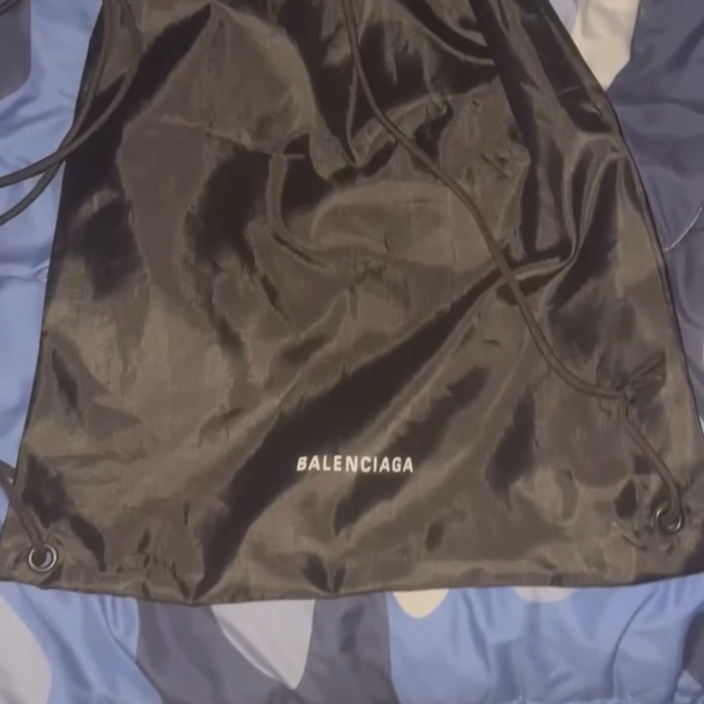 Balenciaga Black Satin Drawstring Backpack or tommy hillfigure backpack